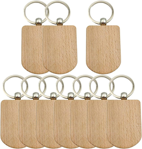Wood Keychain Rectangle Shape Portable <b>Keyring</b> Set 10 Pcs Wooden Tags Metal <b>Rings</b> Eco-Friendly Customizable Bottle Opener - Product Image 6