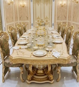 Juego de Comedor de Madera de Teca Tallada a Mano de Estilo Vintage, Muebles de Comedor de Lujo con Tallados Elaborados, Estilo Americano - Product Image 2