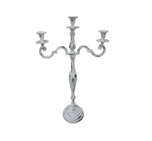 Candelero decorativo de aluminio de 3 brazos para boda, candelabro antiguo blanco para decoración del hogar, hecho a mano, personalizado