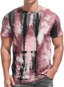Men's <b>Tie</b>-Dye Short Sleeve O-Neck T-Shirt Regular Fit Casual <b>Knitted</b> Patterned Top - Product Image 4