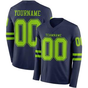 Jersey Personalizado de Fútbol Americano de Manga Larga con Cuello en V, Spandex/Poliéster, Transpirable, de Secado Rápido, Ligero, al por Mayor, OEM, Personalizado para Equipos - Product Image 1