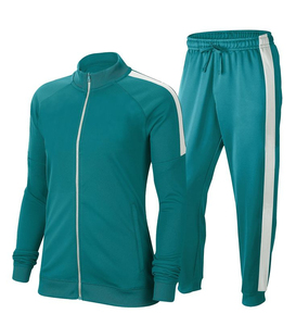 Chándal Deportivo para Mujer, Color Verde Azulado, con Cierre Completo, Rayas Blancas, Transpirable, de Poliéster, para Otoño, con Bolsillos Laterales y Cierre con Cordón - Product Image 2
