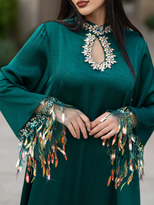 Robe Abaya Modeste Personnalisée de Dubaï, Broderie, Longueur Cheville, Col en V, Collection Printemps, Matière Polyester, OEM/ODM Disponible - Product Image 3