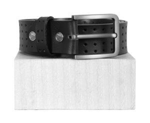 Ceinture en cuir véritable gaufré façon croco personnalisée, détail trou noir, boucle sur mesure, marque privée, OEM, vente en gros, style streetwear - Product Image 1