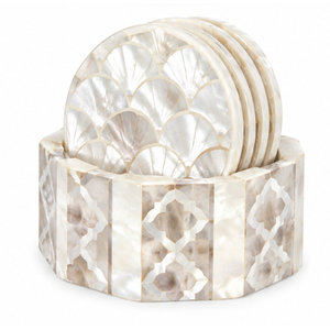 Ensemble de sous-verres de luxe carrés en nacre, motif chevron artisanal, dessous de verre en coquillage pour la décoration de table basse - Product Image 3