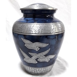 Urnes funéraires en aluminium de qualité supérieure avec finition bleue et argentée pour cendres humaines, urnes pour adultes fabriquées en Inde - Product Image 5