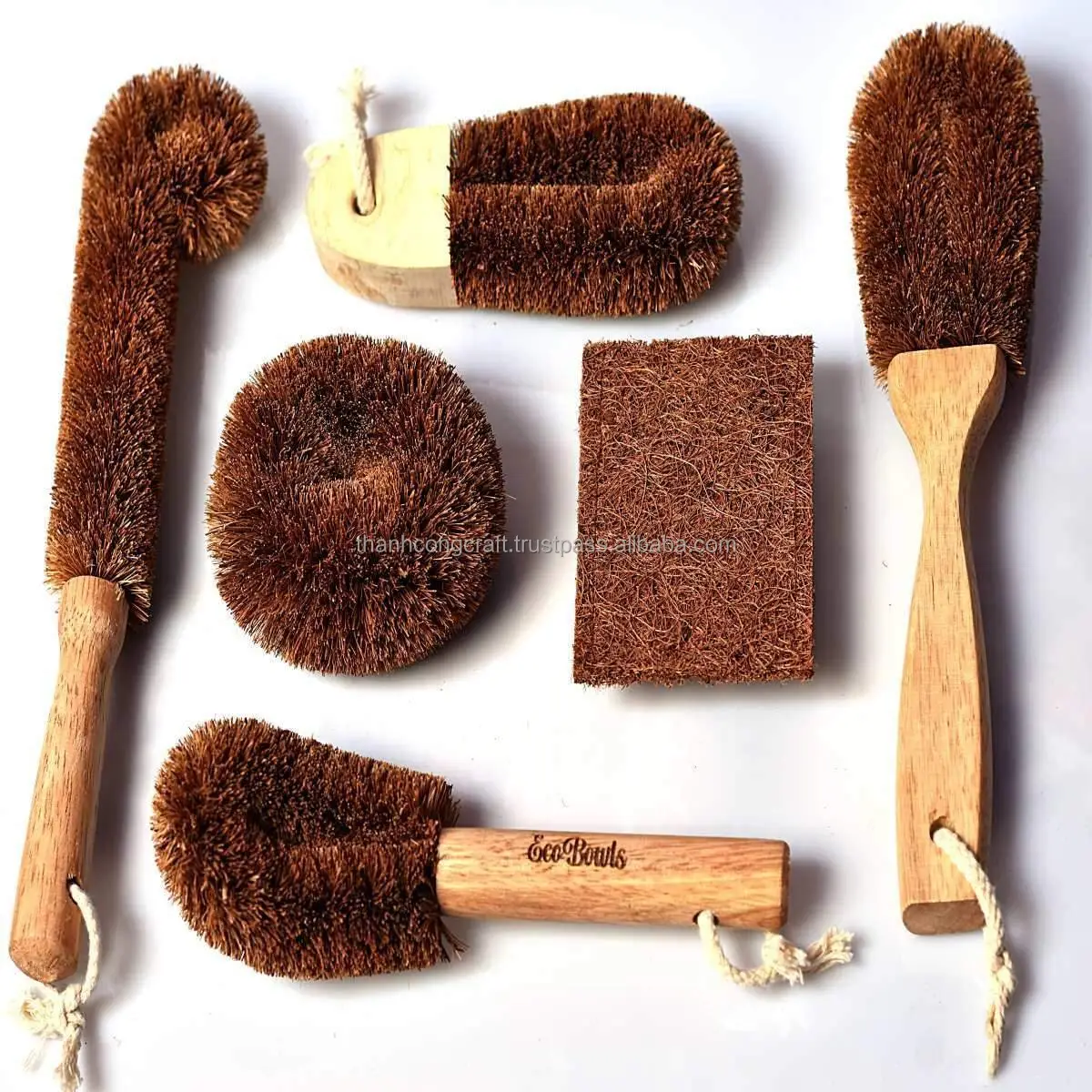 Eco friendly natural round coconut fiber coir brush cleaning washing kitchen scourer