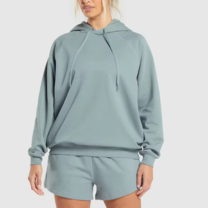 INDEX APPAREL Conjunto de Sudadera con Capucha y Pantalones Cortos de 2 Piezas para Mujer, Color Sólido, Manga Larga, Corte Regular, Informal, Transpirable, Invierno, 100% - Product Image 3