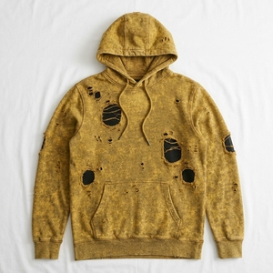 Vente en gros : Sweat à capuche épais délavé de qualité supérieure pour homme, avec logo personnalisé, style streetwear pour l'hiver, techniques de teinture unie, design haut de gamme - Product Image 5