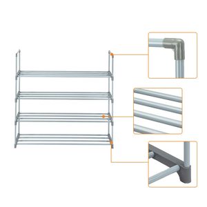 Set di 2 Scaffali Portascarpe Grigi a 4 Livelli, Organizzatore per Camera da Letto, Ingresso o Corridoio - Product Image 2