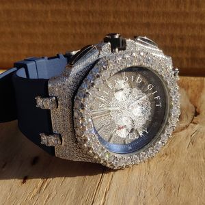 Reloj de Lujo para Hombre con Caja de Diamantes Moissanite, Análogo de Cuarzo, Números Romanos, Cierre Oculto, Cristal de Zafiro de 28 mm, Movimiento ETA - Product Image 3