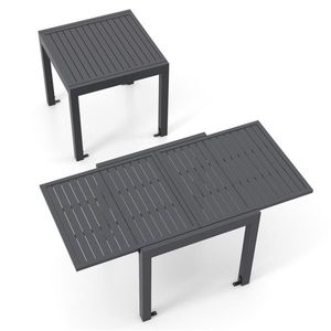 Tavolo da Pranzo da Esterno Grigio con Telaio in Alluminio, Set da Patio Retrattile per 4-6 Persone, Arredamento da Giardino - Product Image 2