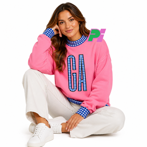 Sweat-shirt à col montant Georgia State avec lettrage et bordures à carreaux, sweat-shirt personnalisé à col montant GA, vêtement d'hiver - Product Image 2