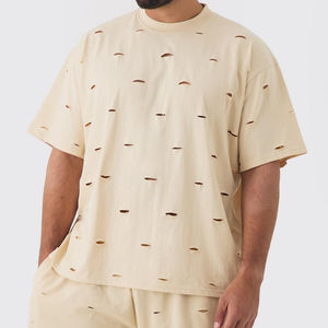 Camisetas Oversize de Color Liso con Efecto Desgastado, Ajuste Holgado, Nueva Tendencia, Venta al por Mayor, Camiseta de Verano 100% Algodón para Hombre - Product Image 2