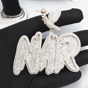Custom Men's Moissanite Pendant <b>Angel</b> Wing Bail Rhodium Plated Hip Hop Style Luxira Export - Product Image 1