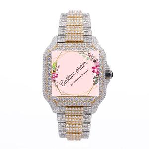Reloj de lujo de doble tono personalizado con moissanita VVS automático, de acero inoxidable, analógico, con diamantes, para hombre y mujer, para fiestas y ocasiones especiales. - Product Image 2