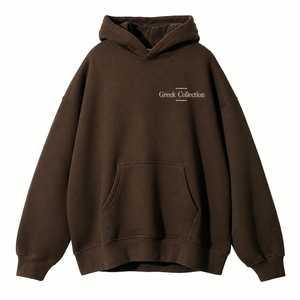 เสื้อฮู้ดสีน้ำตาลสำหรับผู้ชาย ทรงปกติ สีพื้น ผ้าถักเนื้อนุ่ม แขนยาว สไตล์ลำลอง ใส่ได้ทุกวัน ผ้าฝ้าย 100% สำหรับฤดูใบไม้ร่วง - Product Image 1