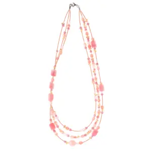 Short necklaces glass and crystal Pink color Top quality materials for Woman modern and chic style for every days