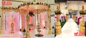 Mandap de madera tallada con elefante para bodas Sindhi, diseño elegante, pilares de Base de elefante, Mandap de boda, Mandap moderno y fresco - Product Image 3