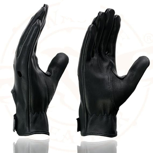 Samroz Sports Men's Black Cowhide Leather Gauntlet Motorcycle Hand <b>Gloves</b> - Product Image 3