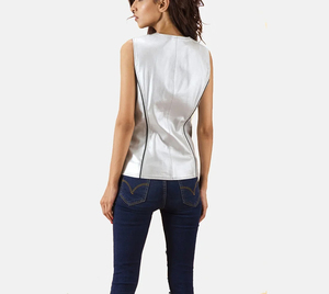 Chaleco de Motociclista para Mujer de Piel de Oveja Genuina de la Mejor Calidad, Impermeable, Transpirable, Ecológico, Personalizable, con Cuello en V, 100% Piel de Oveja - Product Image 6