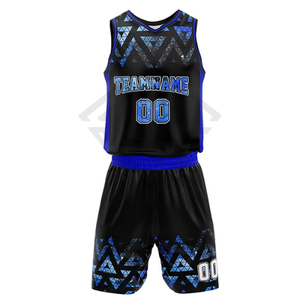 Conjunto de Uniforme de Baloncesto Sublimado Personalizado, Fabricante OEM, Venta al Por Mayor, Uniforme Deportivo Azul y Negro, Ropa Deportiva para Equipos - Product Image 1