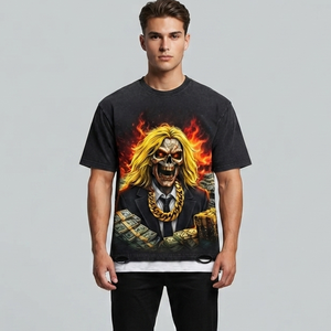 Camiseta negra personalizada de manga corta, 100% algodón jersey, cuello redondo, estilo moderno, corte regular, estampada digitalmente, para uso unisex. - Product Image 4