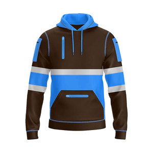 Sudadera con Capucha de Alta Visibilidad para Hombre, de Algodón, con Cinta Reflectante, Bolsillos con Cremallera Completa, Ropa de Trabajo para Guardias de Seguridad - Product Image 5