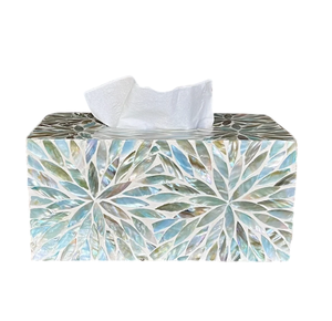 Caja de pañuelos rectangular de cerámica bohemia, brillante, lacada, hecha a mano, soporte decorativo costero para mesa - Product Image 3