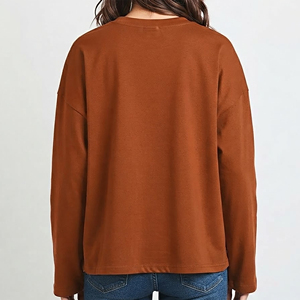 เสื้อยืดแขนยาวคอโอ ผ้าเจอร์ซีย์คอตตอน 100% สีพื้น สำหรับออกกำลังกายและฝึกซ้อม ผู้หญิง ไซส์ใหญ่ ขายดี สำหรับฤดูร้อน - Product Image 6