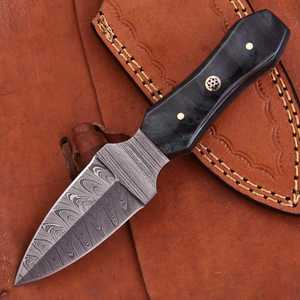 Cuchillo Zombie de Acero de Damasco, Hoja de Punta Caída, Mango de Madera, Hecho a Mano, Cuchillo de Supervivencia para Exteriores - Product Image 2