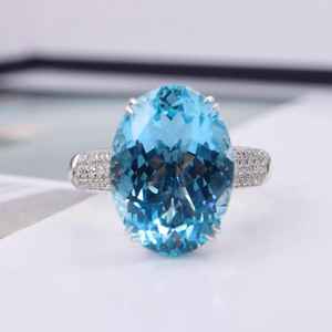 Anillo de Aguamarina Santa María Hecho a Mano, Joyería Fina de Lujo para Compromiso y Boda, Regalo Elegante y Único para Mujer con Piedra Preciosa - Product Image 4