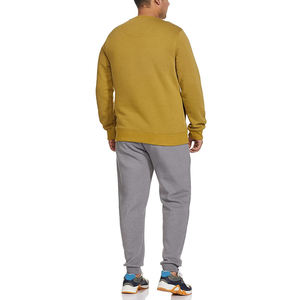 เสื้อสเวตเชิ้ตคอกลมสีเหลืองมัสตาร์ดสำหรับผู้ชาย ทรงปกติ ผ้าถักเนื้อฝ้าย แขนยาว สไตล์ลำลอง สีพื้น ใส่ได้ในฤดูใบไม้ร่วง - Product Image 2