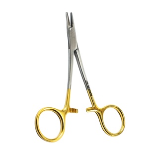 Instrumentos quirúrgicos de acero inoxidable Mandíbula Lisa Un solo uso Sutura quirúrgica dorada suave Cirugía dental Tc Halsey Soporte de aguja - Product Image 1