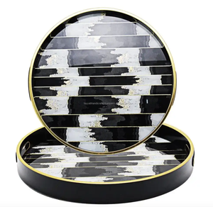 Nueva Bandeja de Madera con Diseño Esmaltado para Servir, Procedente de la India - Product Image 1