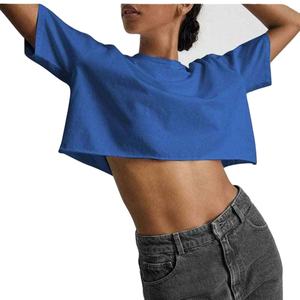 Tops Cortos de Verano para Mujer, de Alta Calidad y Secado Rápido, 100% Algodón, Moda Económica, Cuello Redondo, Lisos, para Imprimir - Product Image 4