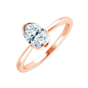 Bague de fiançailles et de mariage en or massif 10K 14K 18K avec diamant ovale de 0,3 carat cultivé en laboratoire, coupe ovale, DEF-VS - Product Image 1