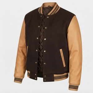 Blouson universitaire personnalisé OEM pour homme, en laine, style baseball, streetwear universitaire, fermeture éclair, 100 % coton, motif cœur - Product Image 1