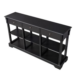 Consolle da divano con 3 cassetti e ampio spazio contenitivo, credenza da cucina retrò in legno di teak, mobiletto laterale con ripiani aperti C - Product Image 5