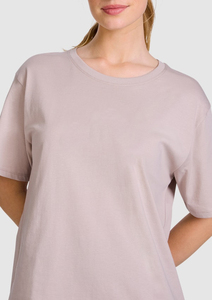 T-shirt décontracté pour femme, coupe ample, col rond, manches courtes, couleur unie, 100% coton, tissu jersey respirant, à porter toute l'année - Product Image 3