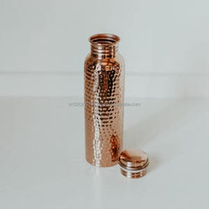 High grade copper <b>water</b> <b>bottle</b> with stylish antique finished for daily detox immune support and skin health benefits - Product Image 5