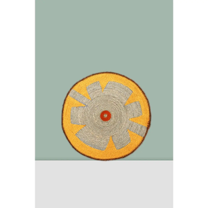 <b>Round</b> Bohemian Handmade Fabric <b>Table</b> <b>Mat</b> With Gray Yellow Pattern Best quality <b>round</b> shape Wholesale <b>table</b> <b>mat</b> - Product Image 1