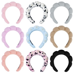3pcs bandeau et bande de poignet éponge <span class=keywords><strong>velours</strong></span> serviette éponge rembourré maquillage spa bandeau poignet lavage du visage set pour le lavage du visage - Product Image 2