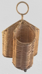 Porte-couverts en fer naturel et rotin tressé à la main avec anneau de suspension pour l'organisation de la cuisine et de la table à manger - Product Image 2
