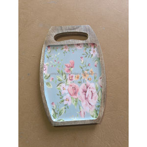 Bandeja de Servir de Madera Hecha a Mano con Resina Epoxi Abstracta Marrón y Dorada, Plato Decorativo para Té, Café y Charcutería - Product Image 1