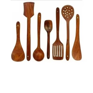 Juego de 5 utensilios de madera de teca de tamaño graduado, espátula ranurada, cuchara para arroz, utensilios de madera para sartenes antiadherentes, los más vendidos - Product Image 1