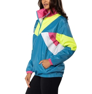 Chaqueta cortavientos de bloque de Color de talla grande, jersey de Color de retazos transpirable, chaqueta a prueba de viento de nailon para mujer con la mejor calidad - Product Image 4