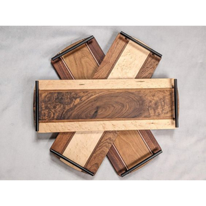 Bandeja de madera de lujo con asas de metal dorado, plato decorativo moderno para mesa de café, desayuno en la cama y decoración del hogar. - Product Image 2