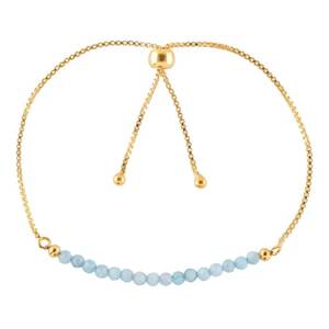 สร้อยข้อมือลาร์ิมาแบบลูกปัด ชุบทอง พร้อมสายเลื่อนปรับได้ คริสตัลบำบัดจากลาร์ิมา พลอยธรรมชาติ ของขวัญวันเกิดสำหรับเธอ - Product Image 4