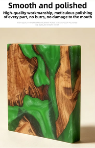 Handmade Wood Epoxy Resin <b>Coaster</b> Set Round 100mm Green Inlay Non Slip Modern Design From REHMAN CRAFT - Product Image 6